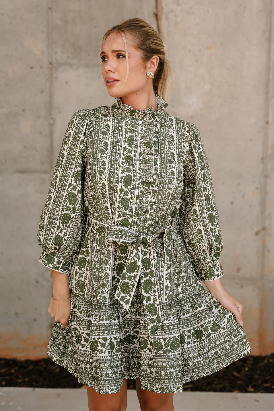 Leila Green & White Floral Flare Mini Dress - Image 2