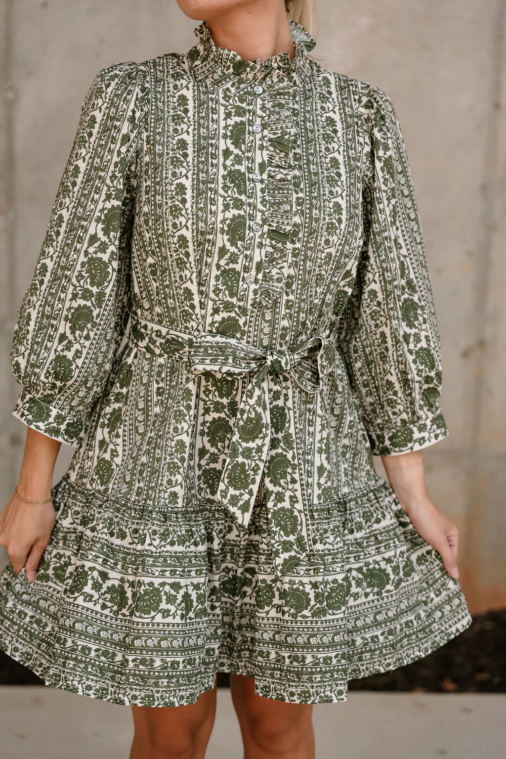 Leila Green & White Floral Flare Mini Dress - Image 8