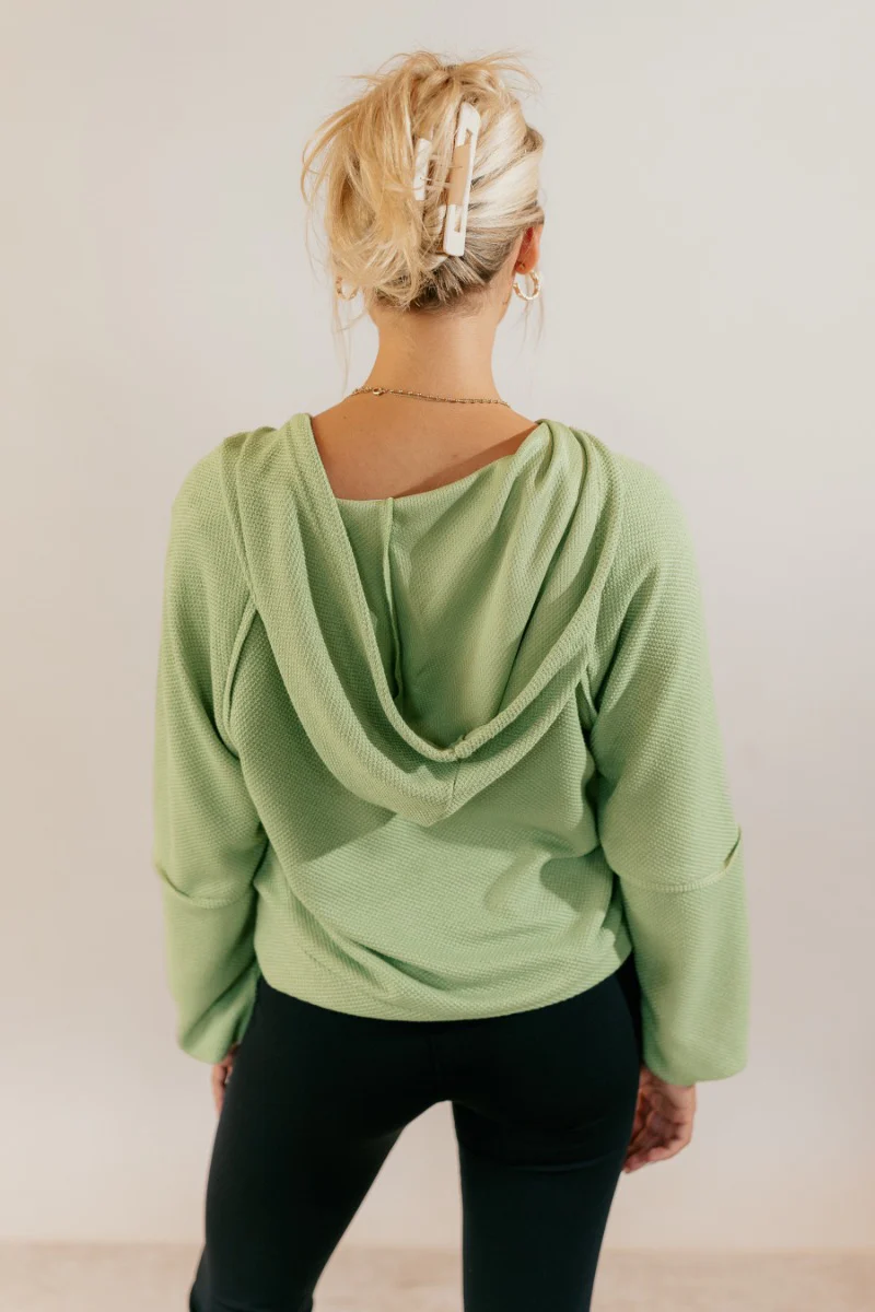 Leila Sage Green Hoodie Sweater - Image 2