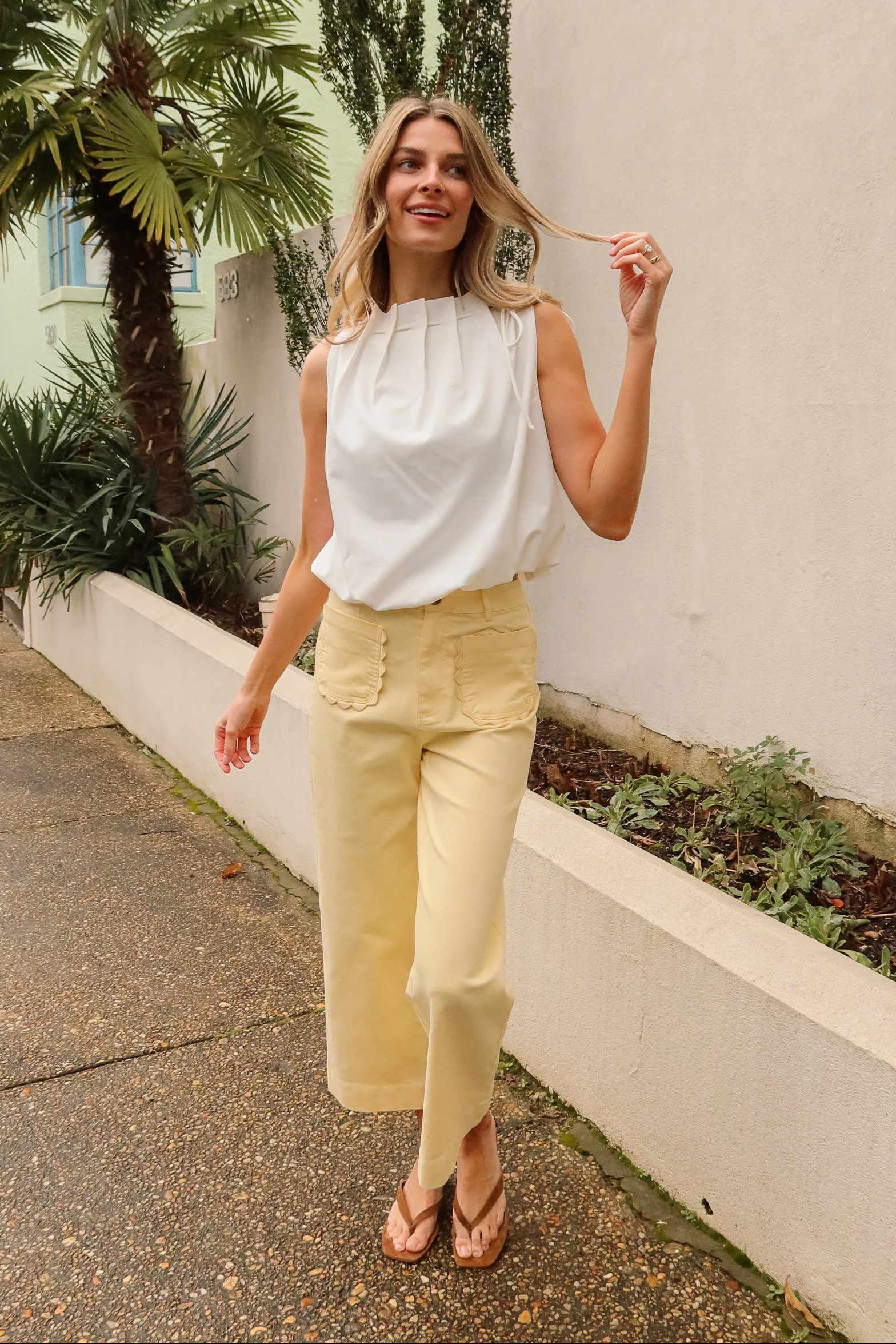 Leila White Bubble High Neck Tank - Image 5