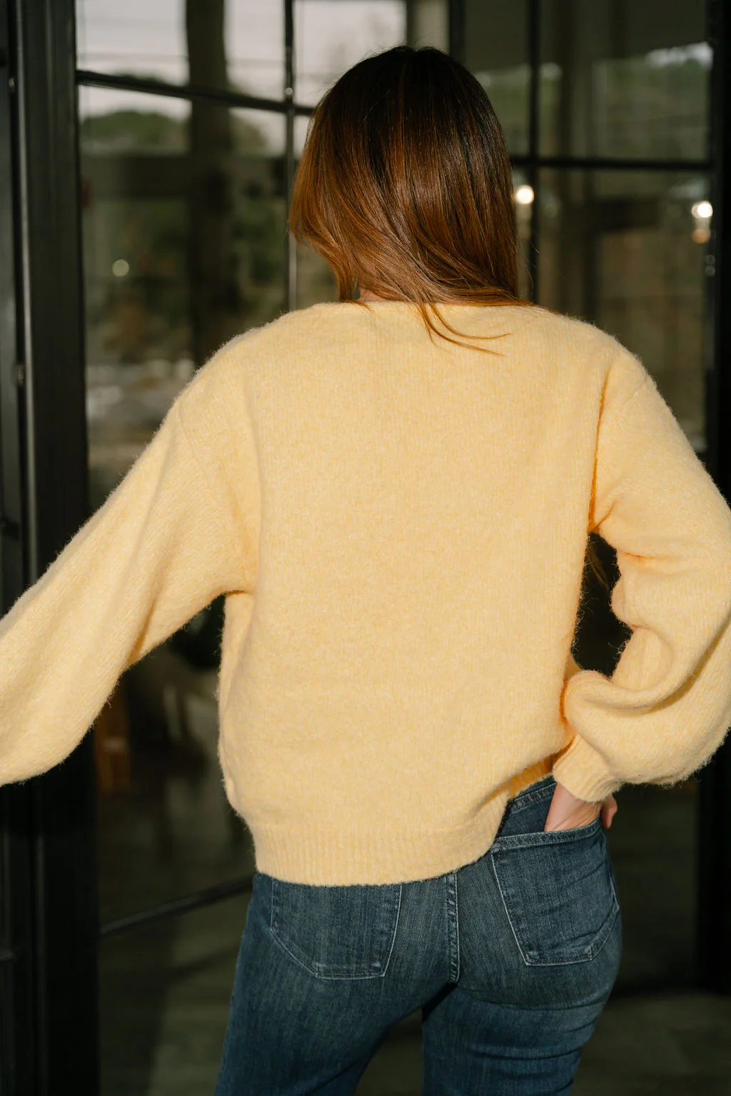 Leila Yellow Knit & Gingham Ties Cardigan - Image 7