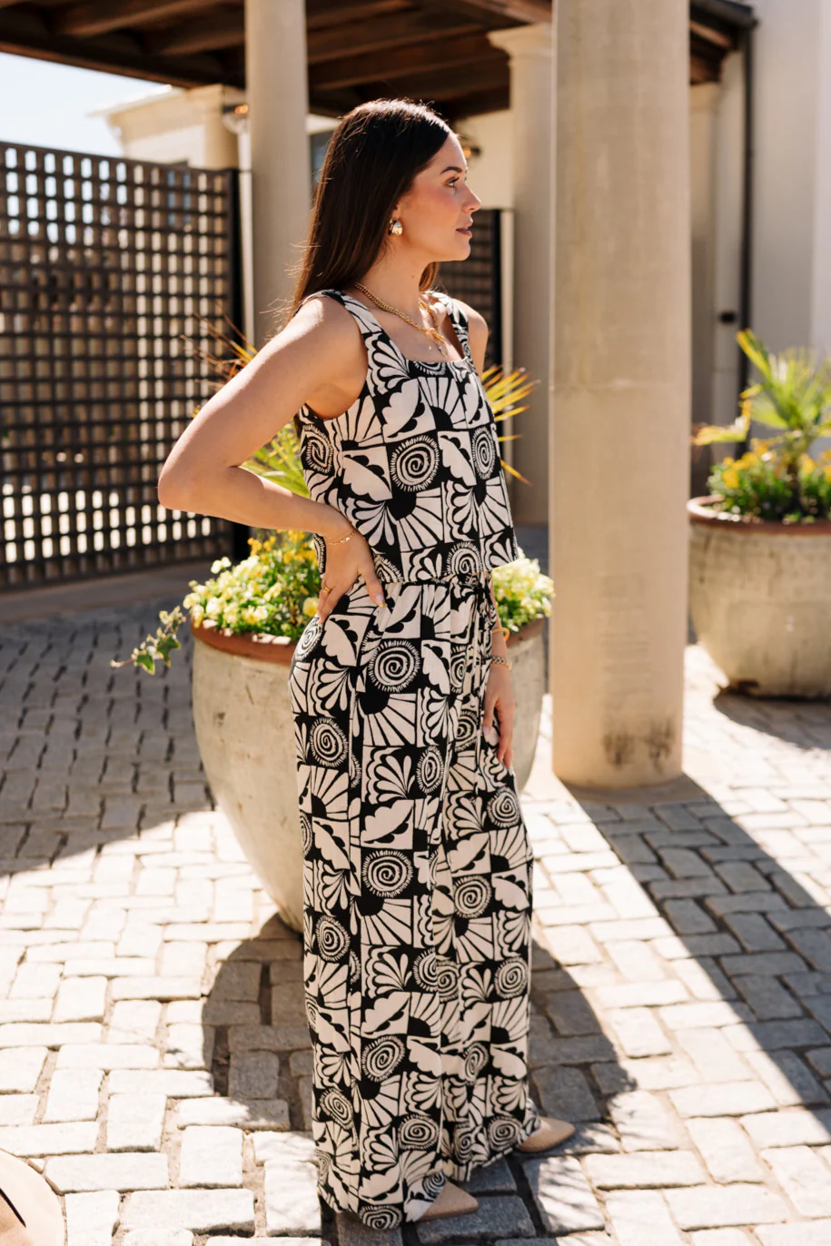 Leilani Black & Cream Printed Tank Top - Image 3