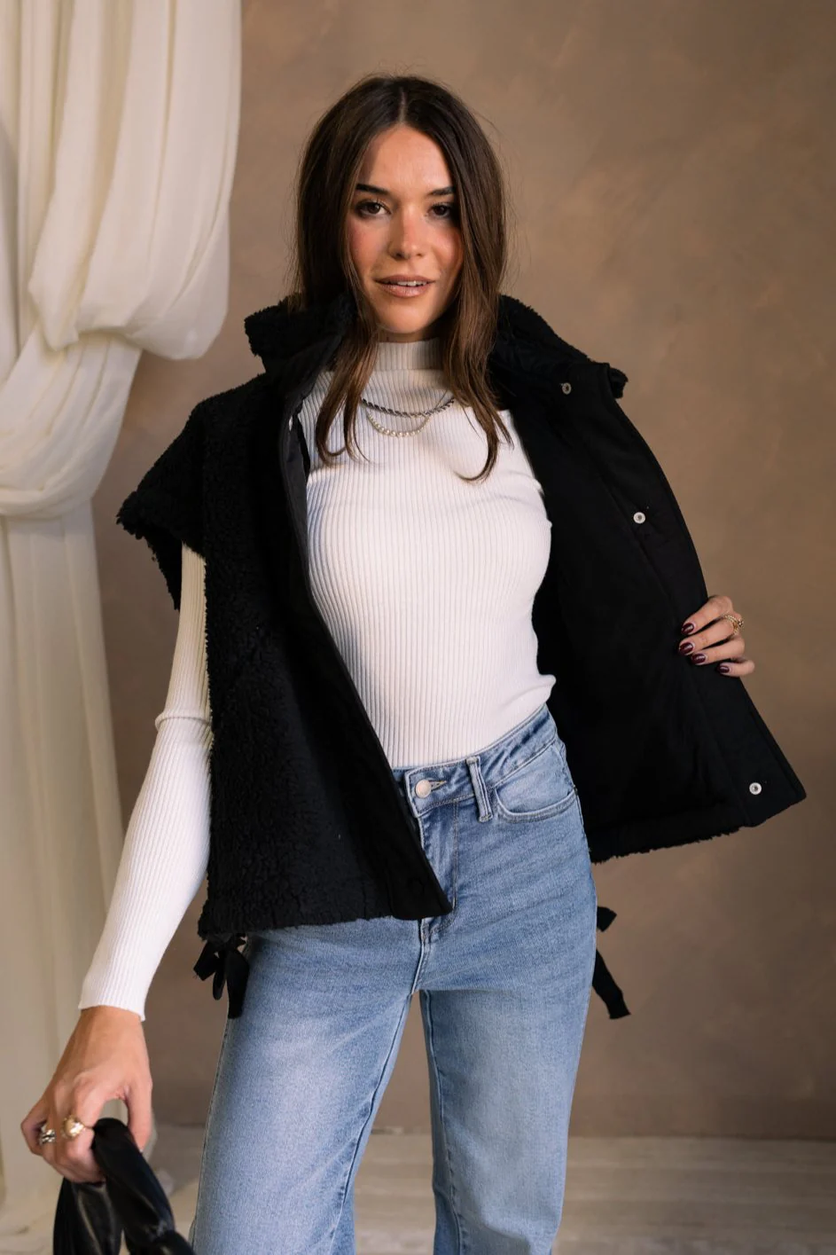 Leland Sherpa Button Snap-Up Vest - Image 6