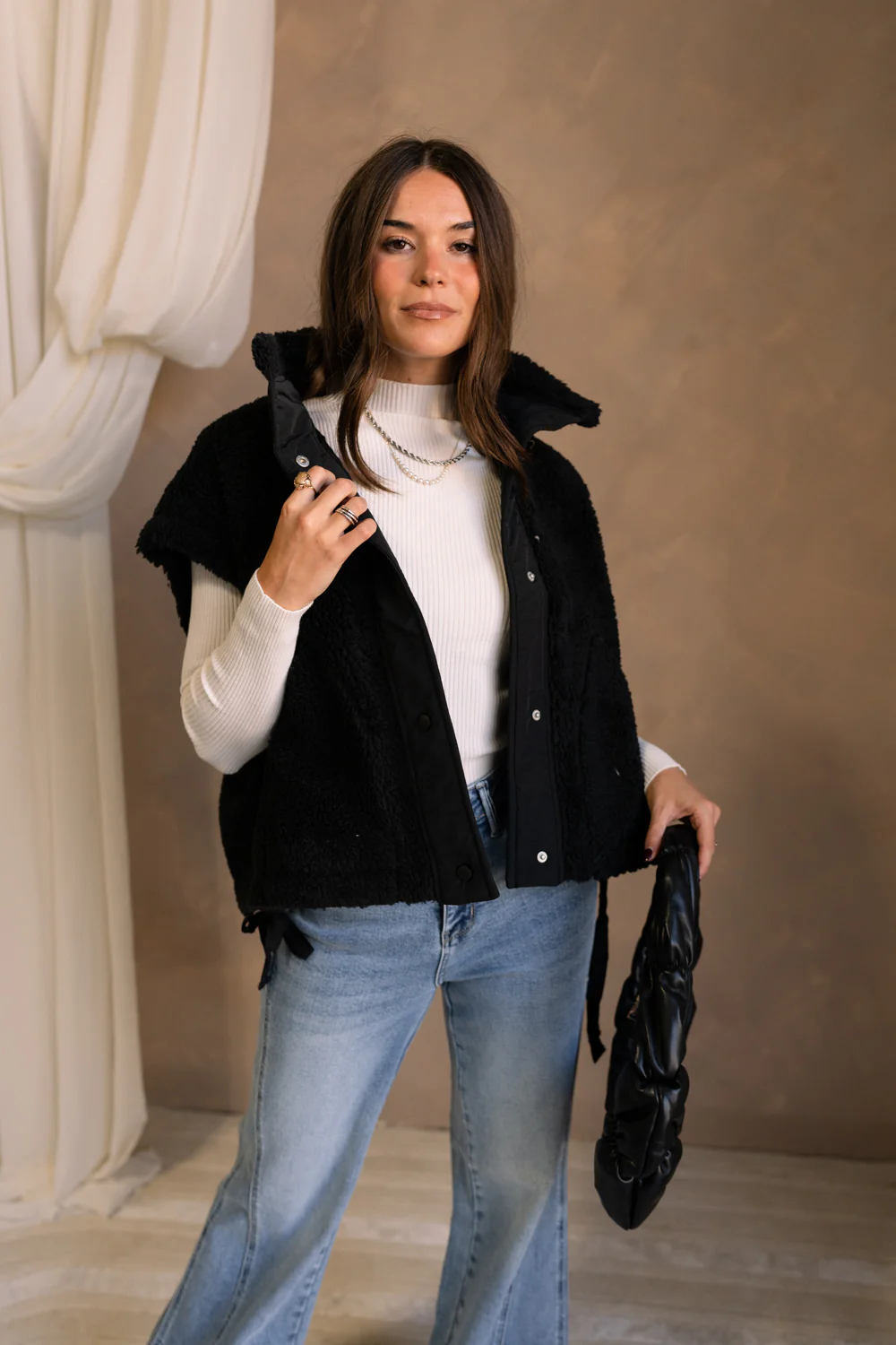 Leland Sherpa Button Snap-Up Vest - Image 7