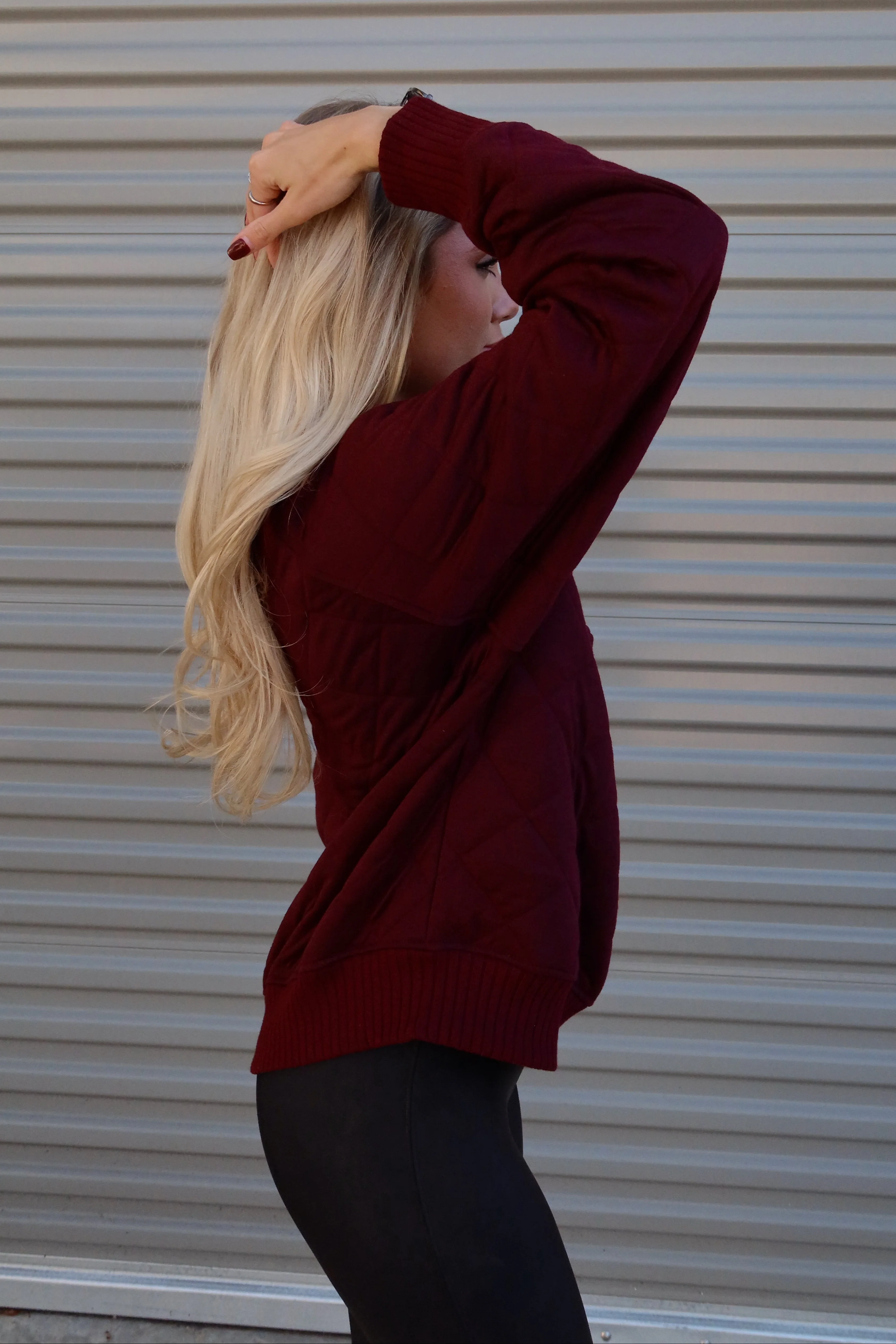 Lena Burgundy Quarter Button-Up Sweatshirt - Image 6
