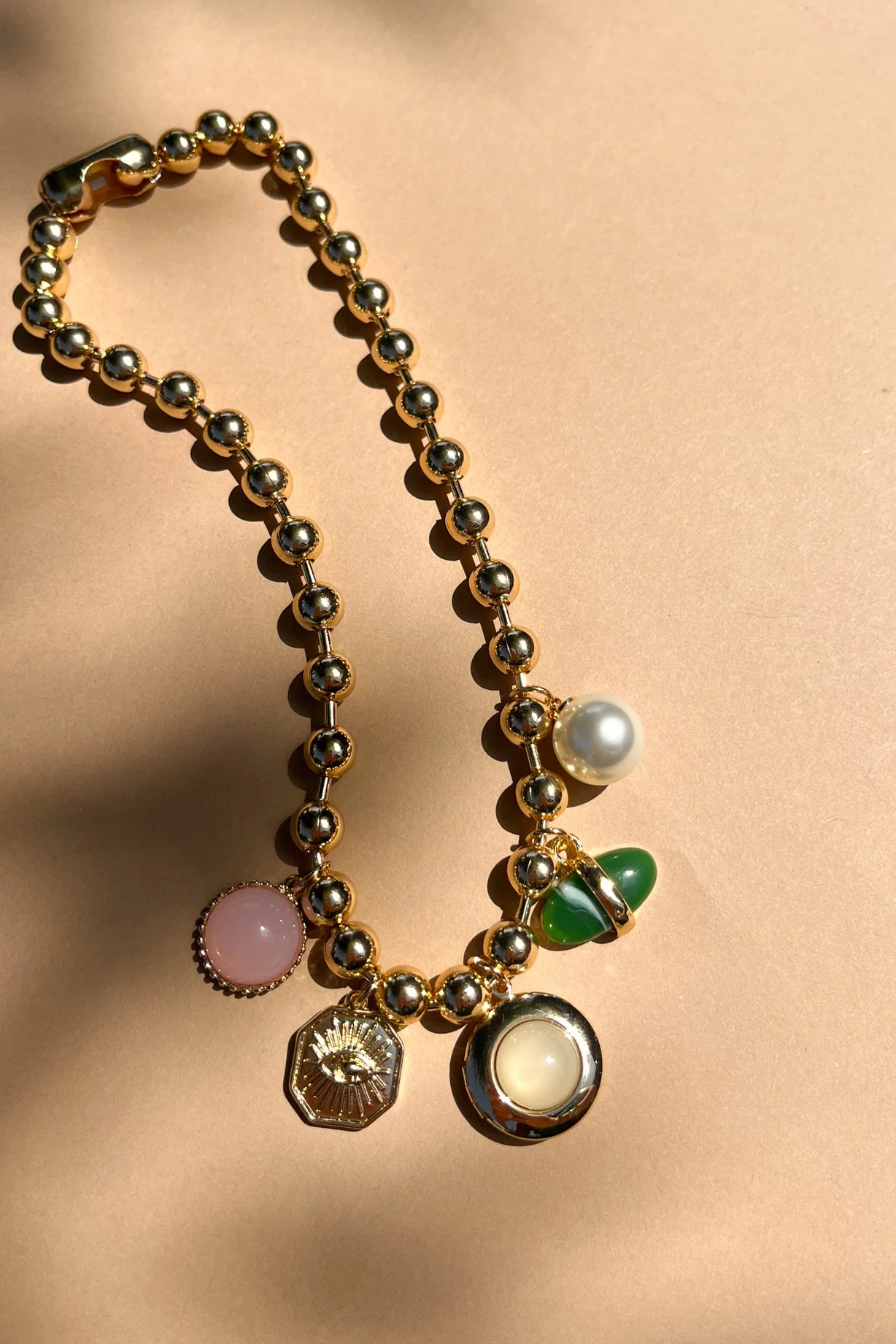 Lena Gold & Multi Stone Charm Necklace - Image 3