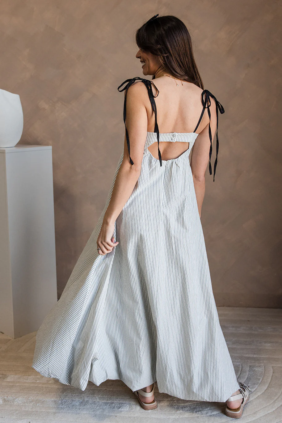 Lennon White & Black Striped Maxi Dress - Image 6