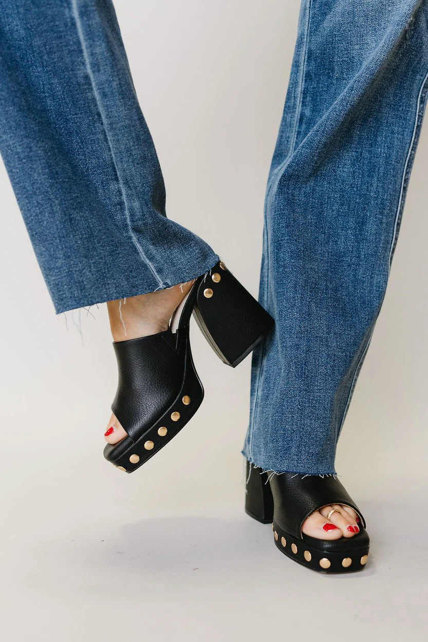 Leona Gold Studs & Black Block Heel - Image 2