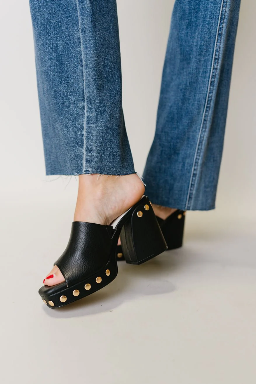 Leona Gold Studs & Black Block Heel - Image 4