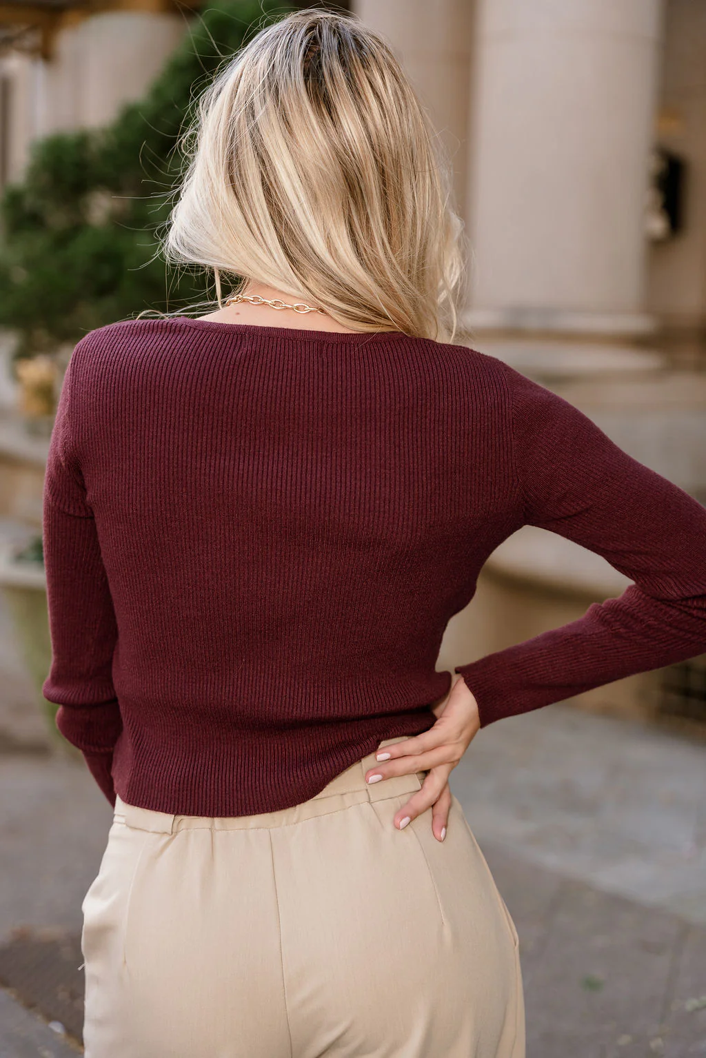 Leona Burgundy & Gold Chain Sweater - Image 11