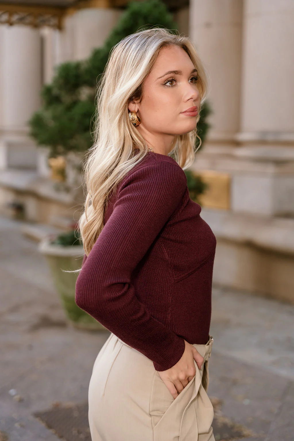 Leona Burgundy & Gold Chain Sweater - Image 9