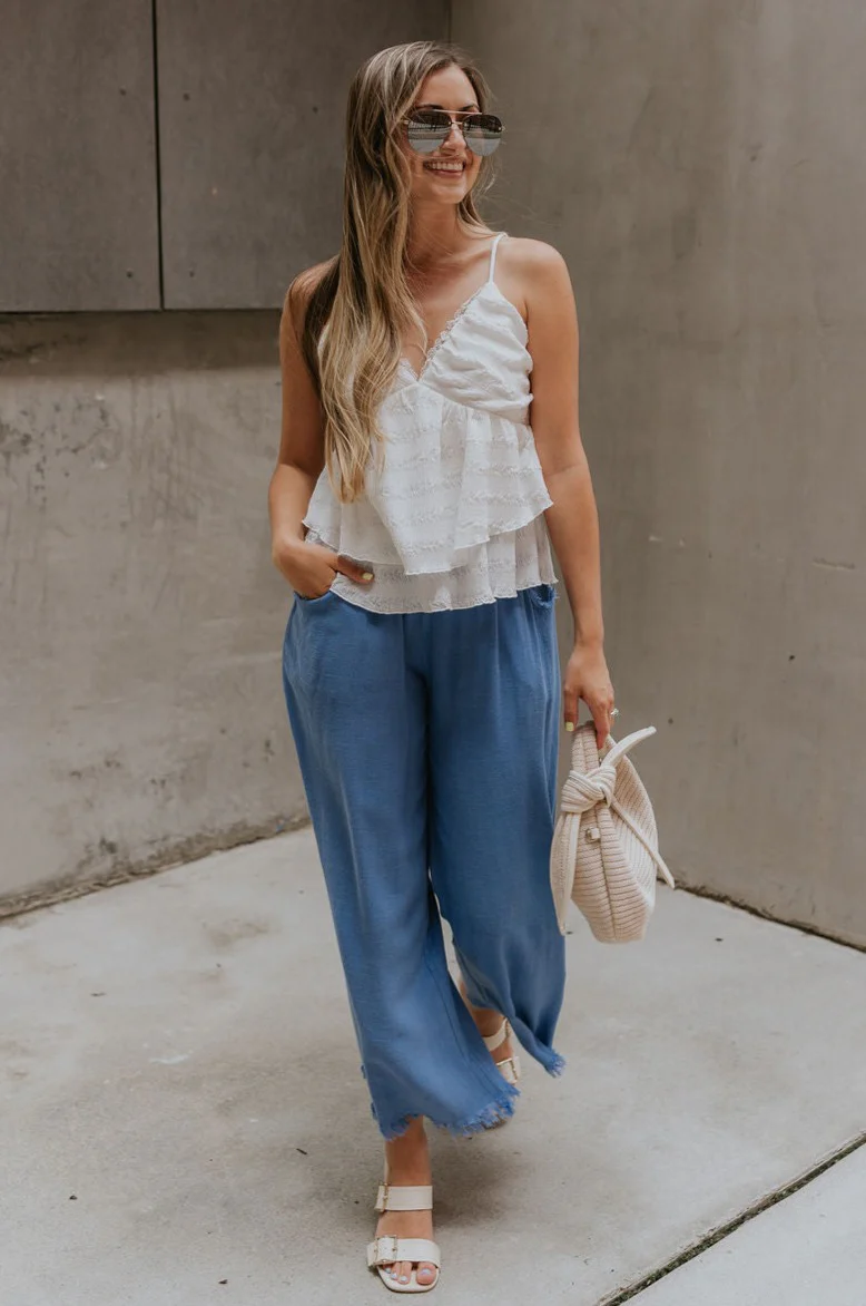 Leona Linen Fray Cropped Pants