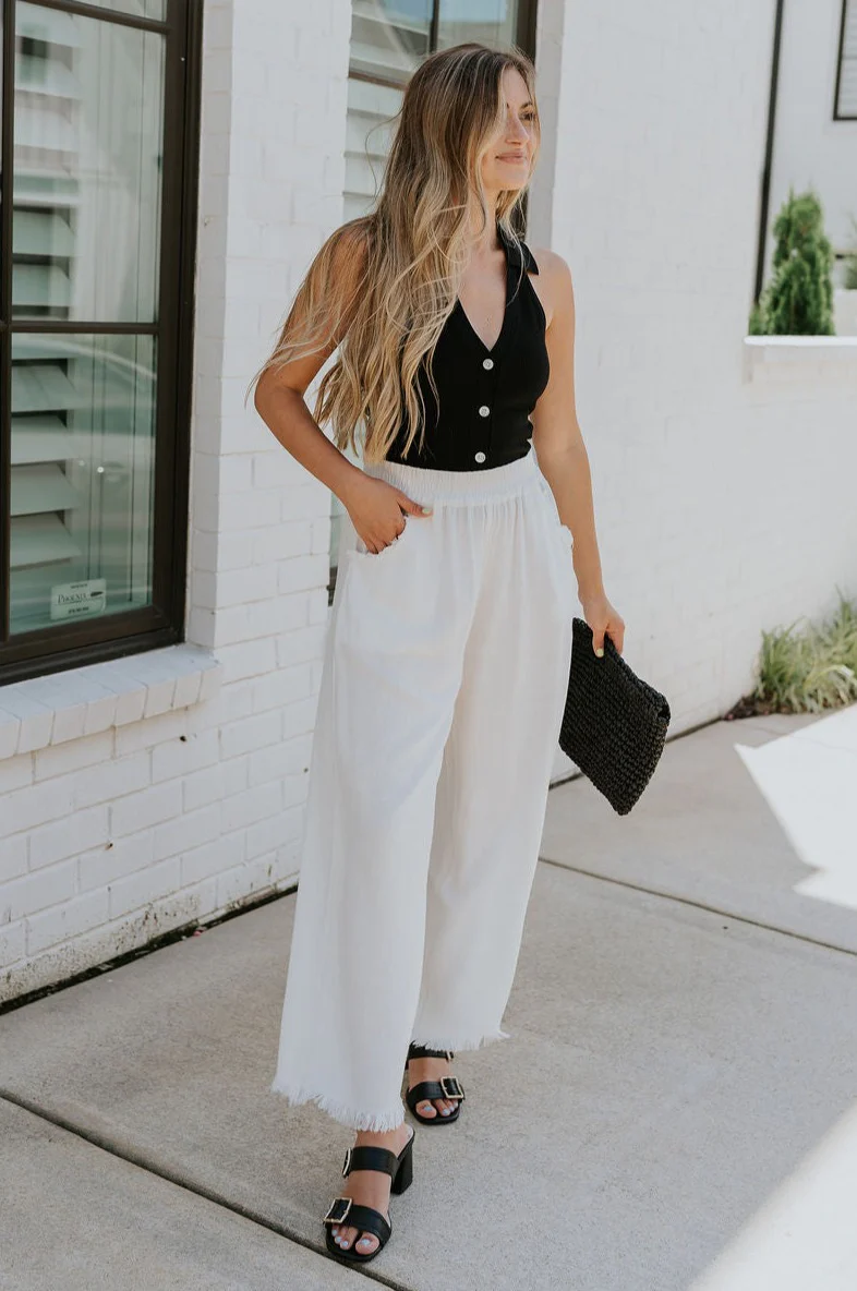 Leona Linen Fray Cropped Pants - Image 14