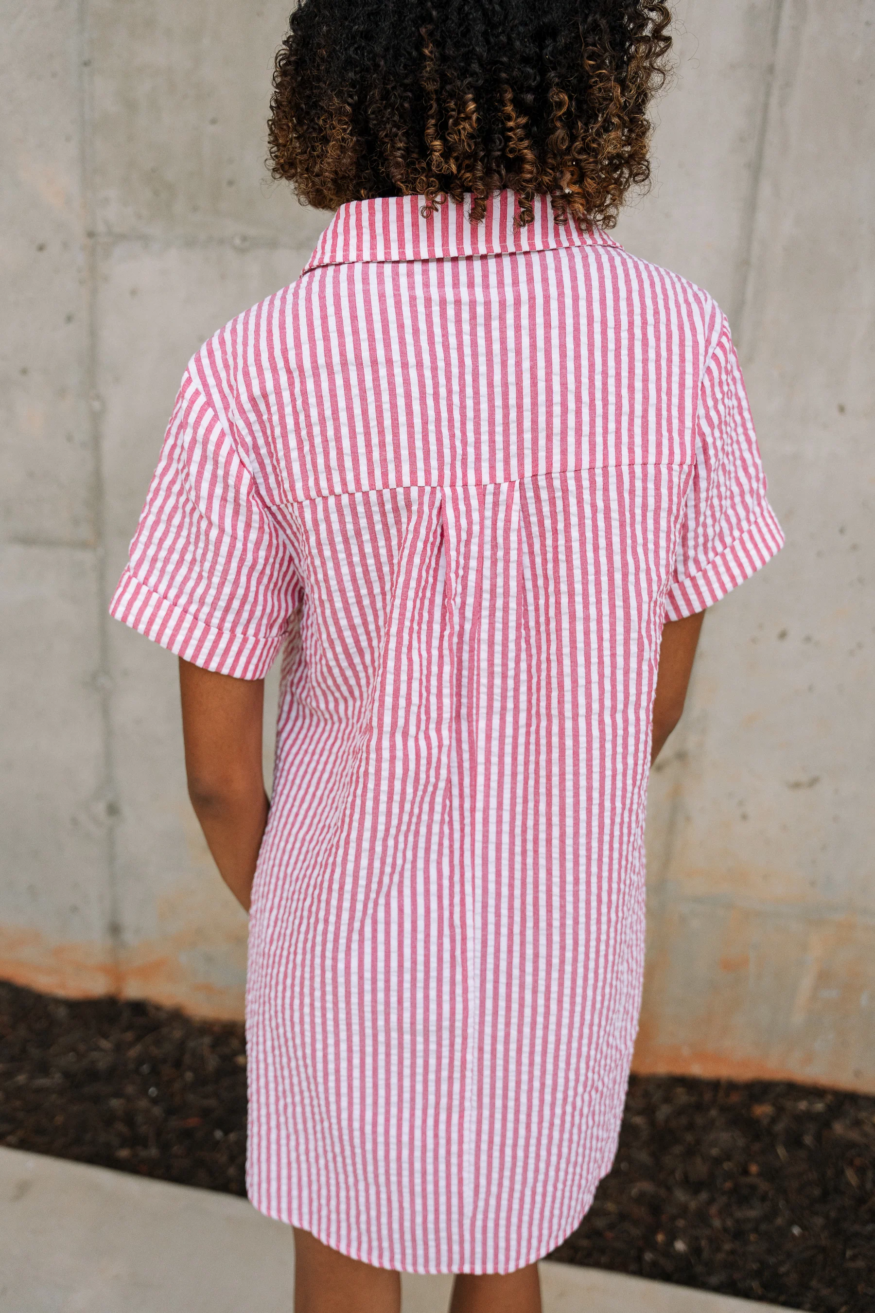 Leona Red & White Stripe Mini Dress - Image 8