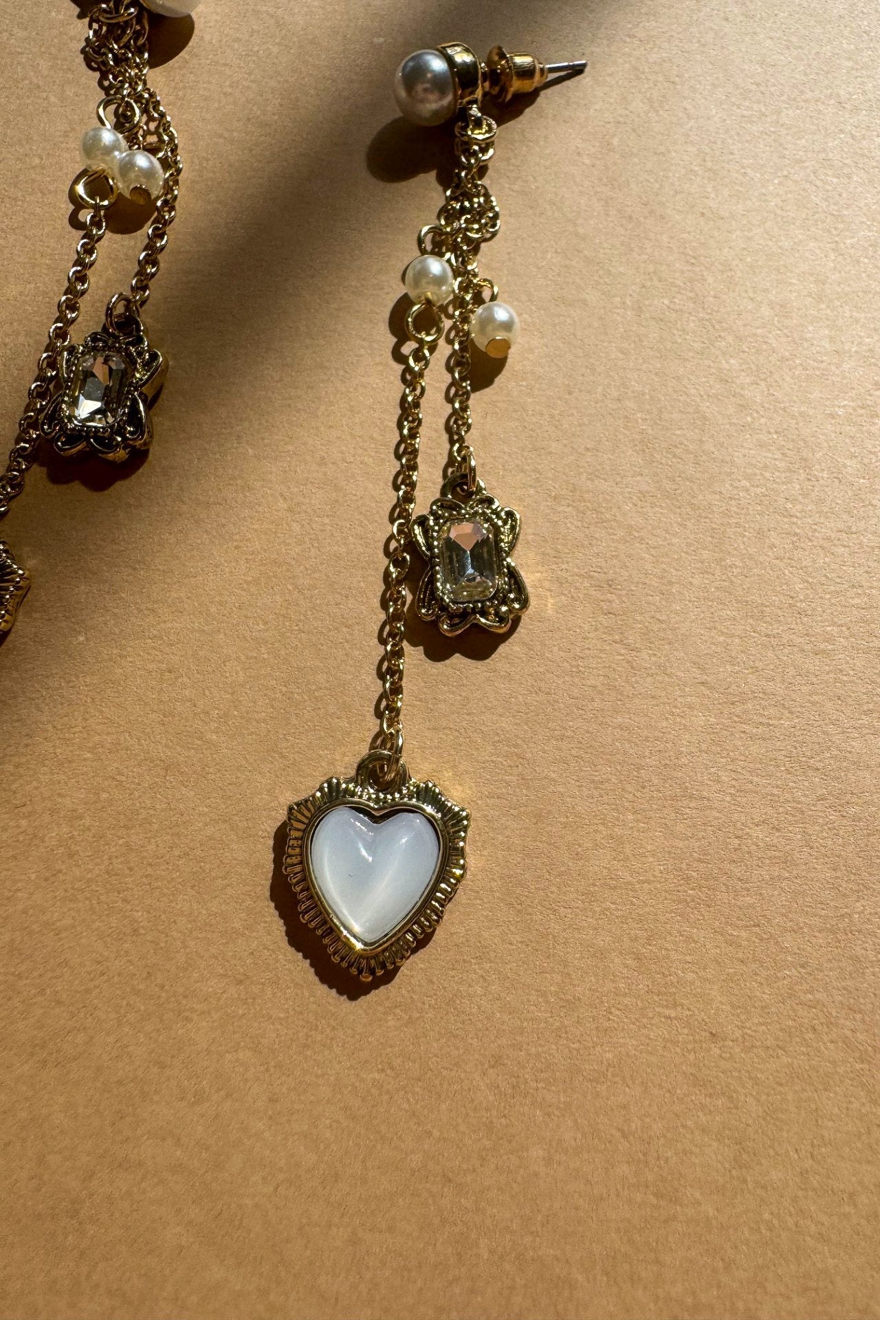 Leslie Gold & Pearl Heart Dangle Earring - Image 3