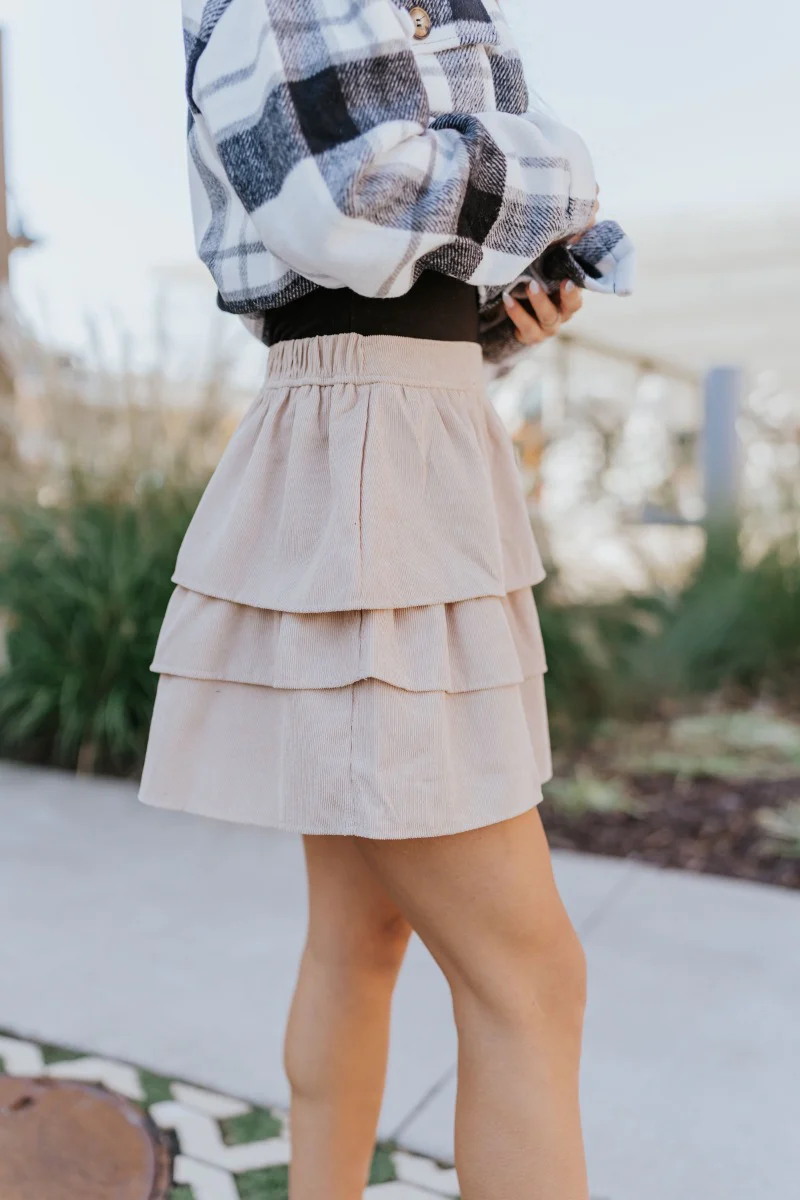 Lexington Corduroy Skirt in Cream - Image 4
