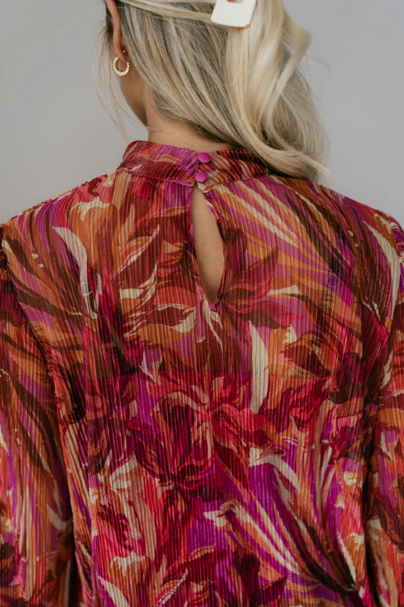 Lia Floral Shimmer Long Sleeve Top - Image 6