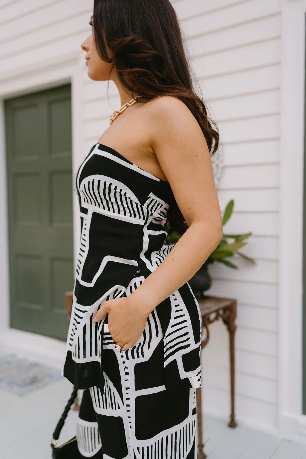 Lila Black & White Strapless Top - Image 3