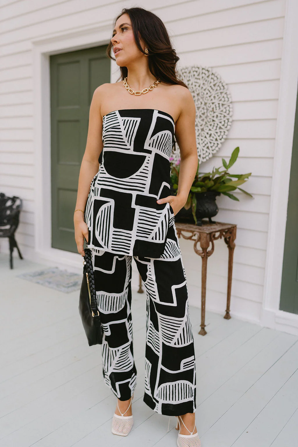 Lila Black & White Wide Leg Pants - Image 2