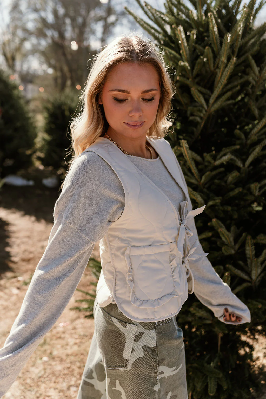 Lila Cream Front Ties Vest - Image 3