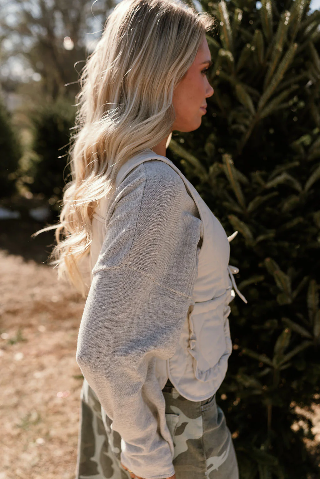 Lila Cream Front Ties Vest - Image 7