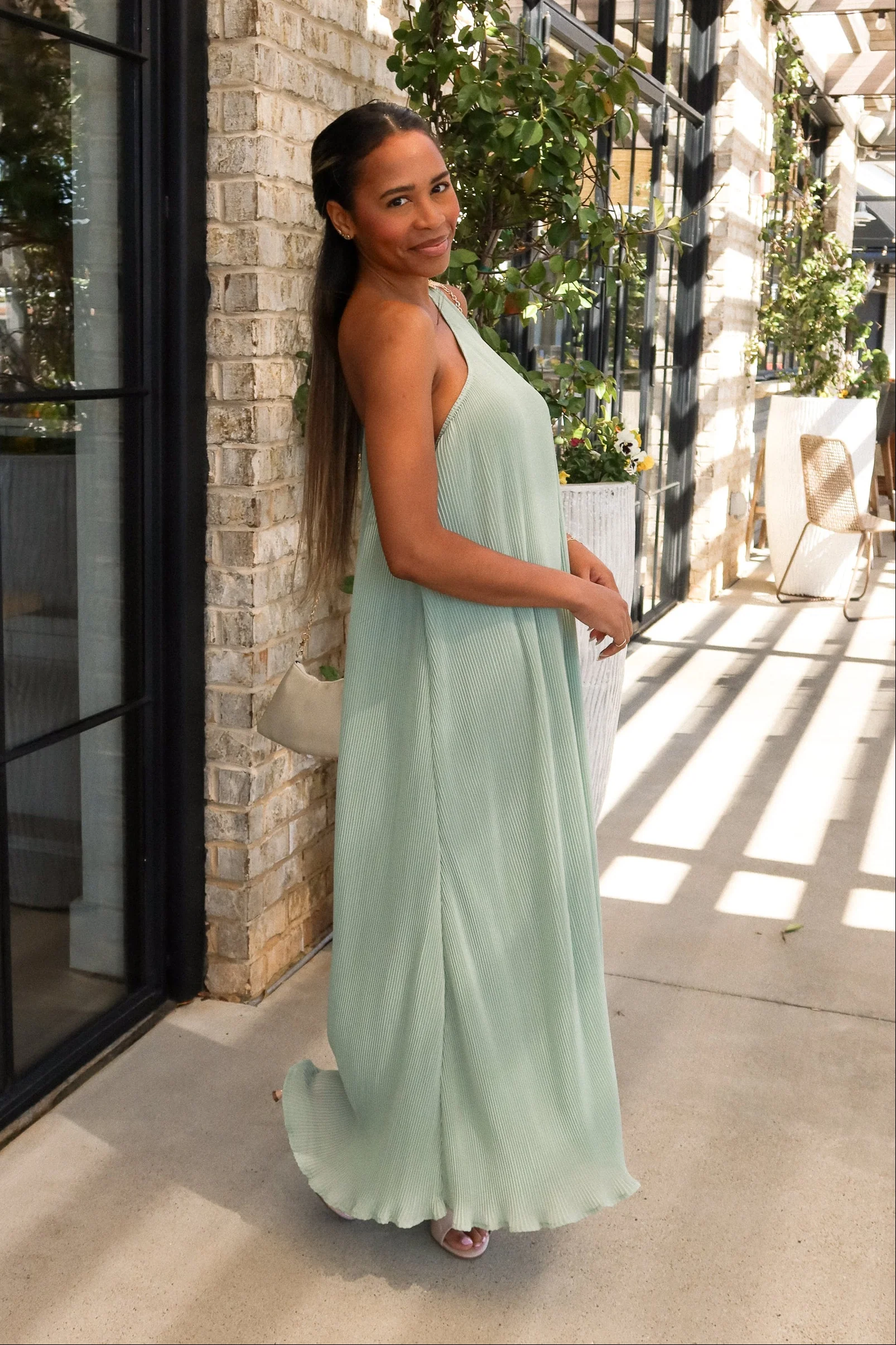 Lila Mint Green Pleated Starfish Midi Dress - Image 5