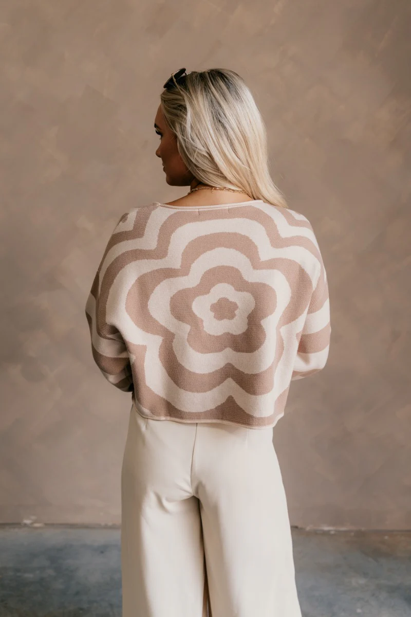 Lilah Beige & Taupe Flower Sweater - Image 6