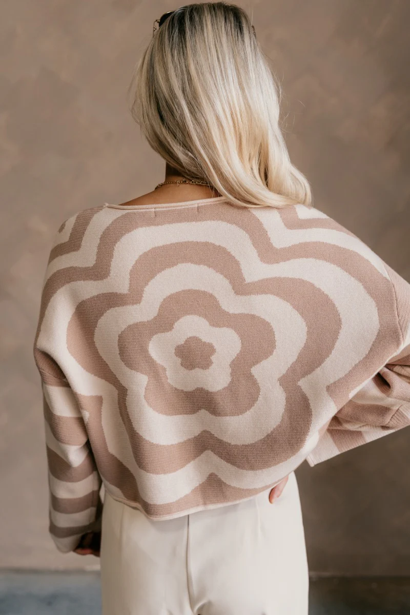 Lilah Beige & Taupe Flower Sweater - Image 7
