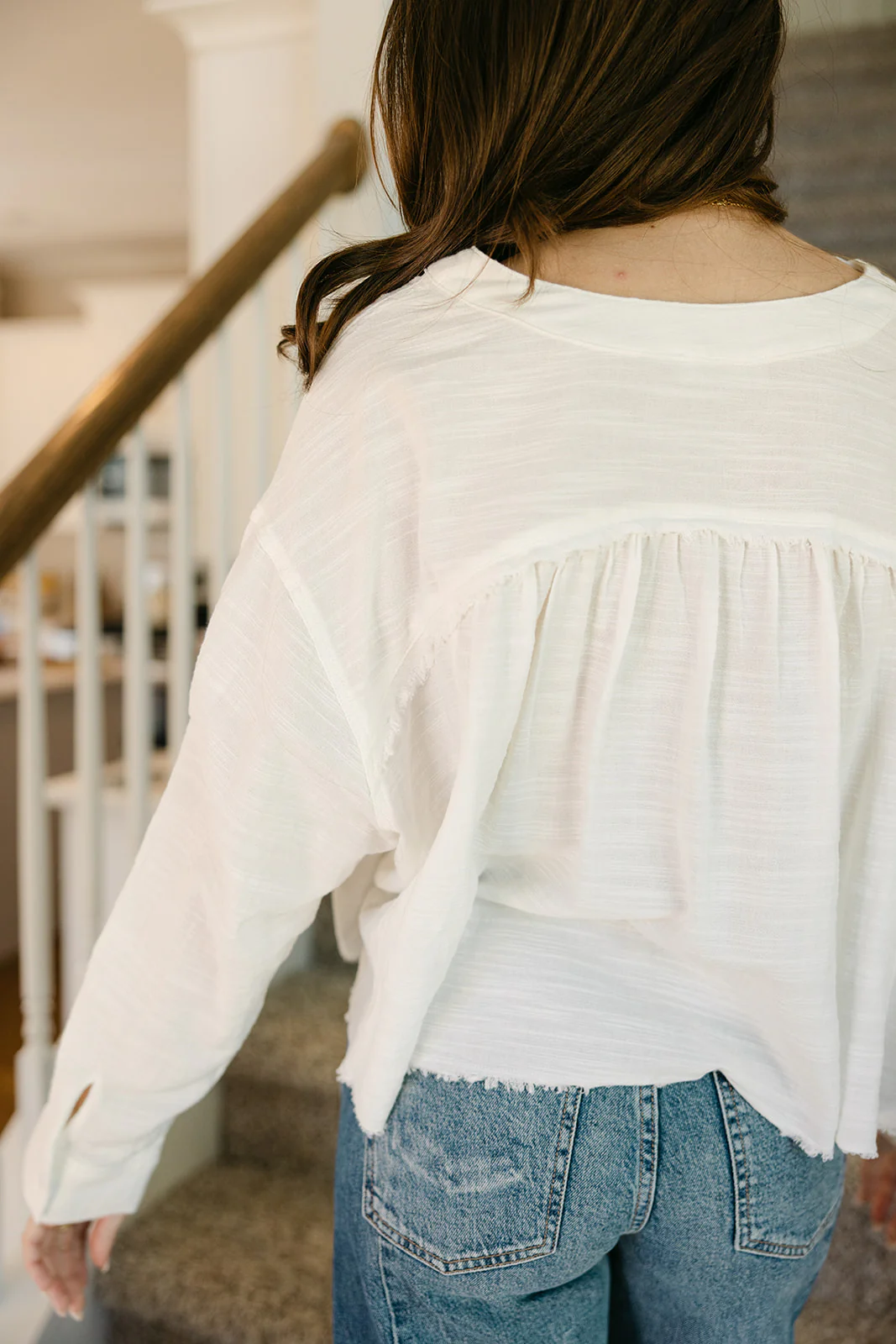 Lillian White Frayed Long Sleeve Top - Image 4