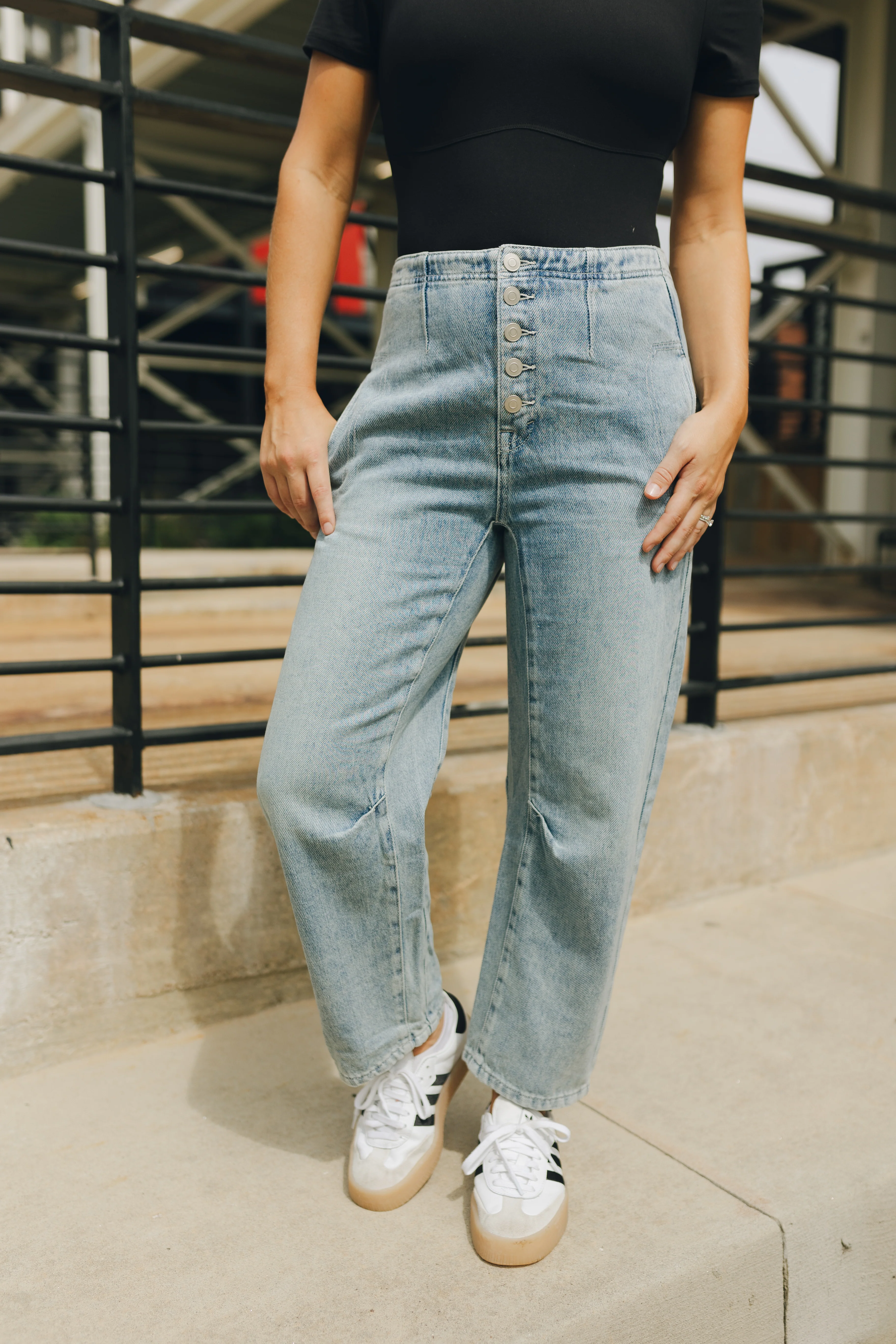 Lilly Button-Front Blue Jeans