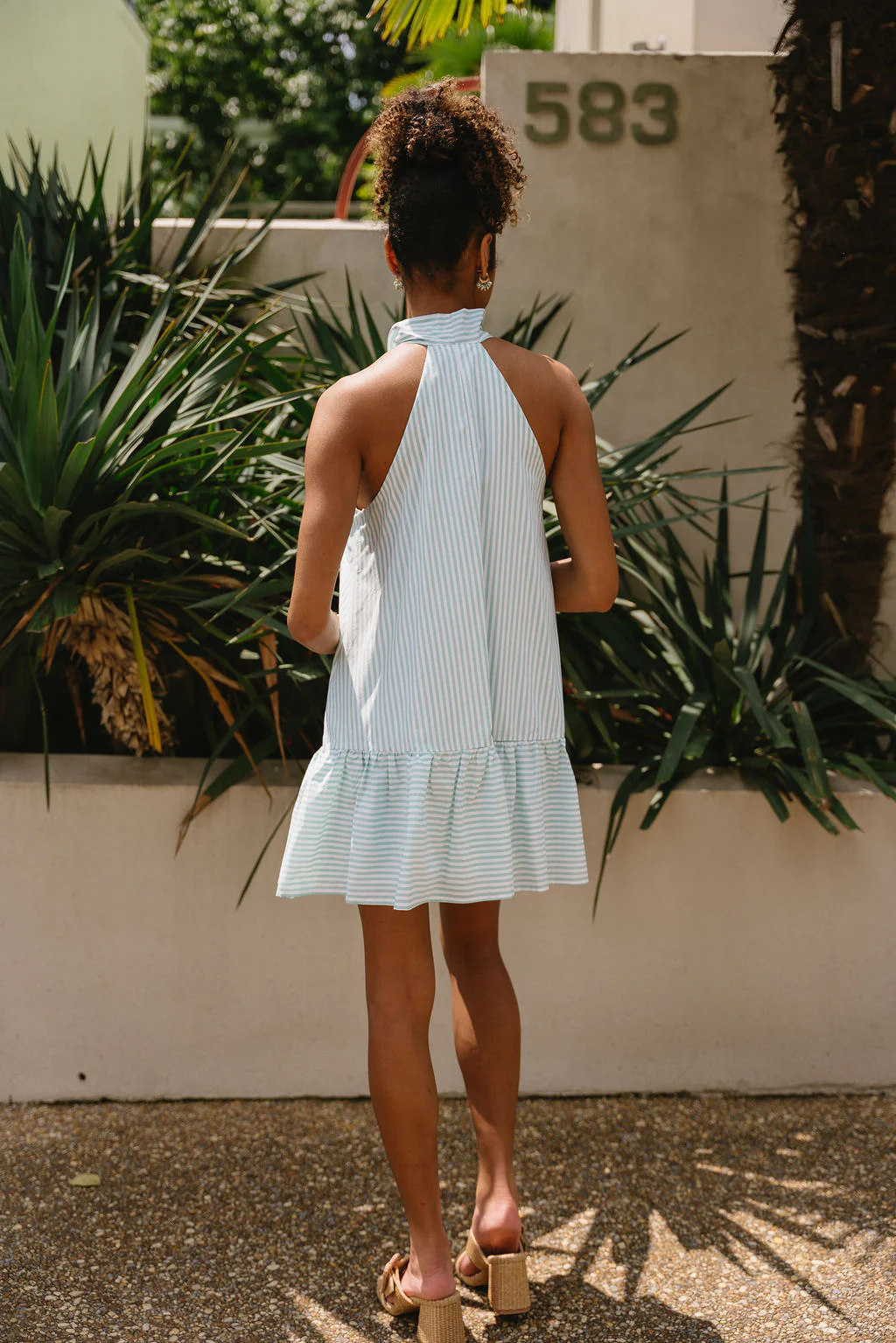 Lilly Green & White Striped Bow Mini Dress - Image 7