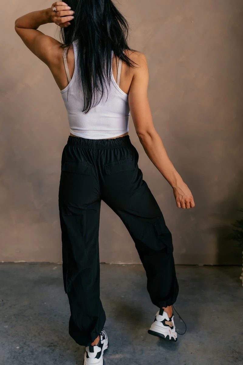 Lina Black Parachute Cargo Pants - Image 5