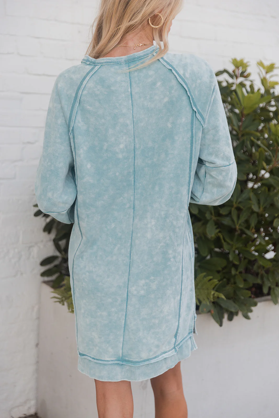 Lindy Washed Aqua Sweatshirt Dress - Image 4