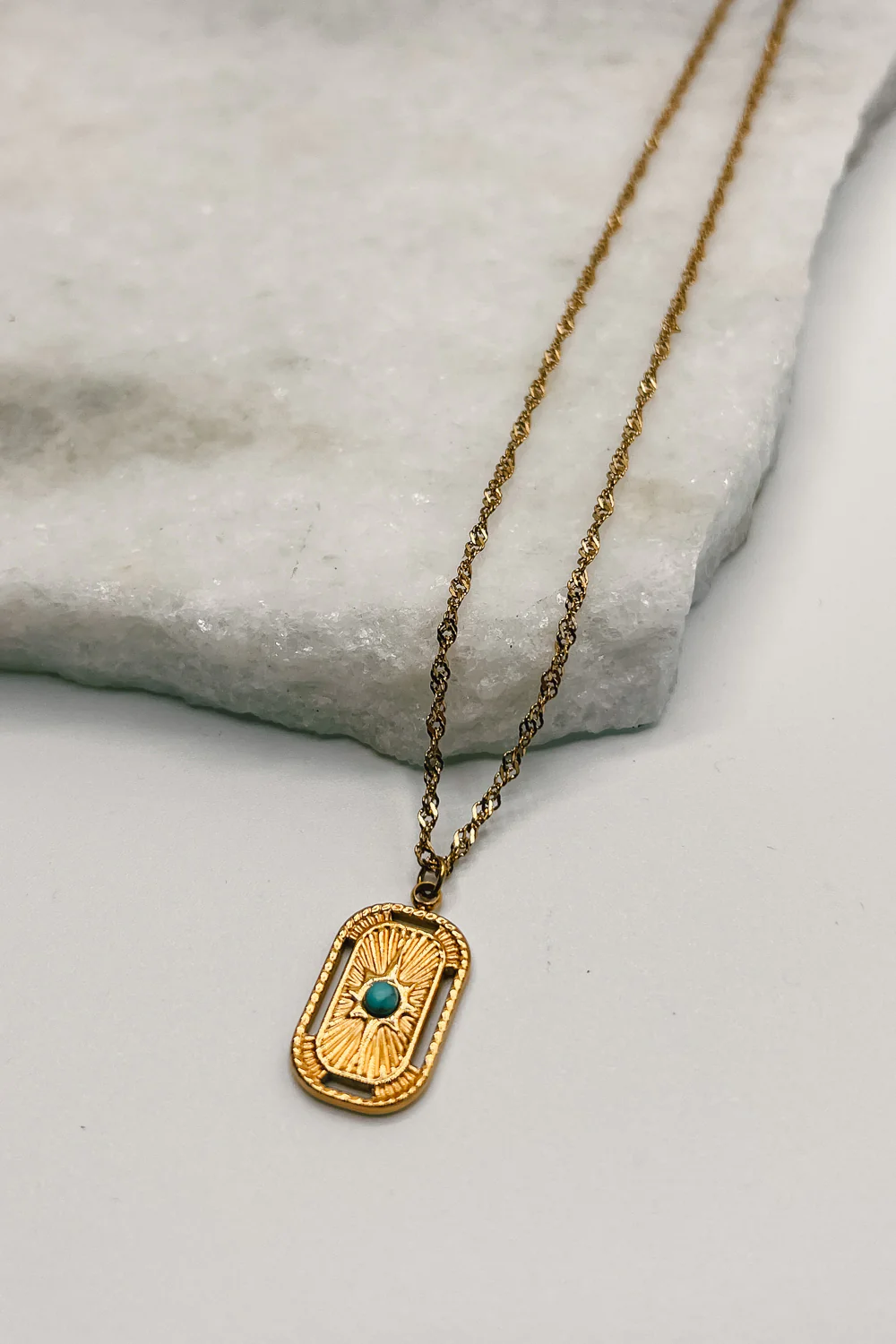 Liora Gold & Turquoise Medallion Necklace