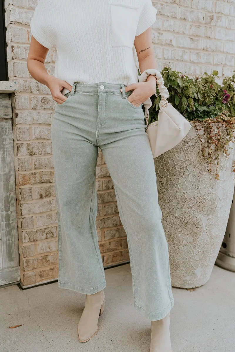 Livia Sage Wide Leg Pants