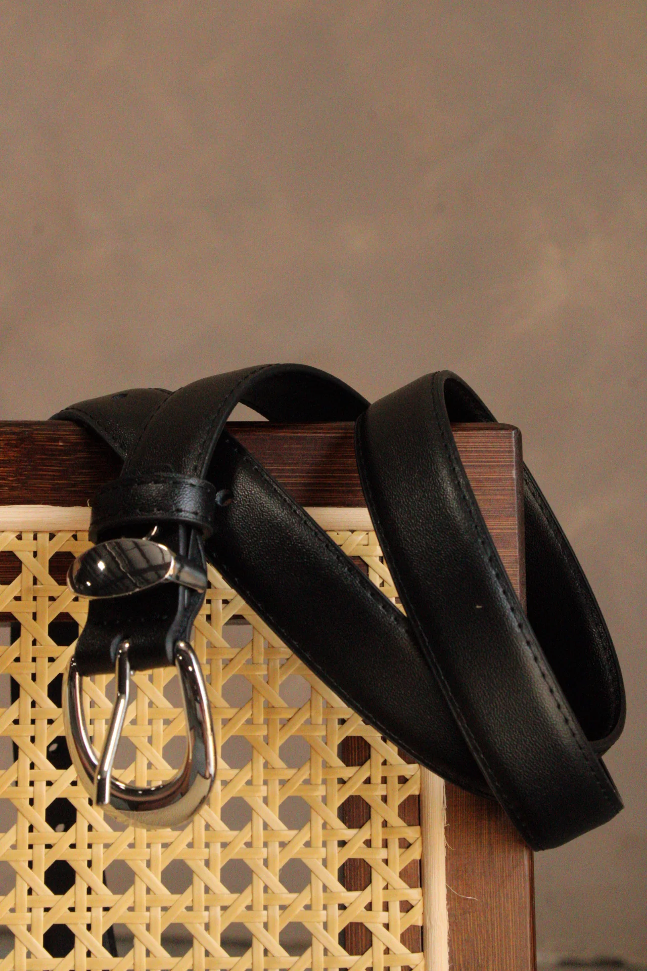 Lola Black & Silver Faux Leather Belt