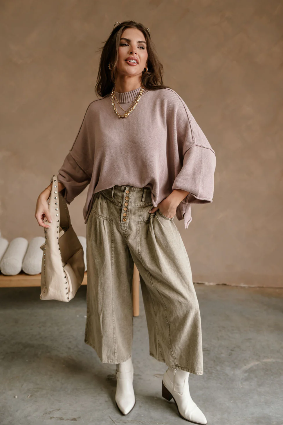 Lora Dusty Purple Short Sleeve Sweater - Image 2
