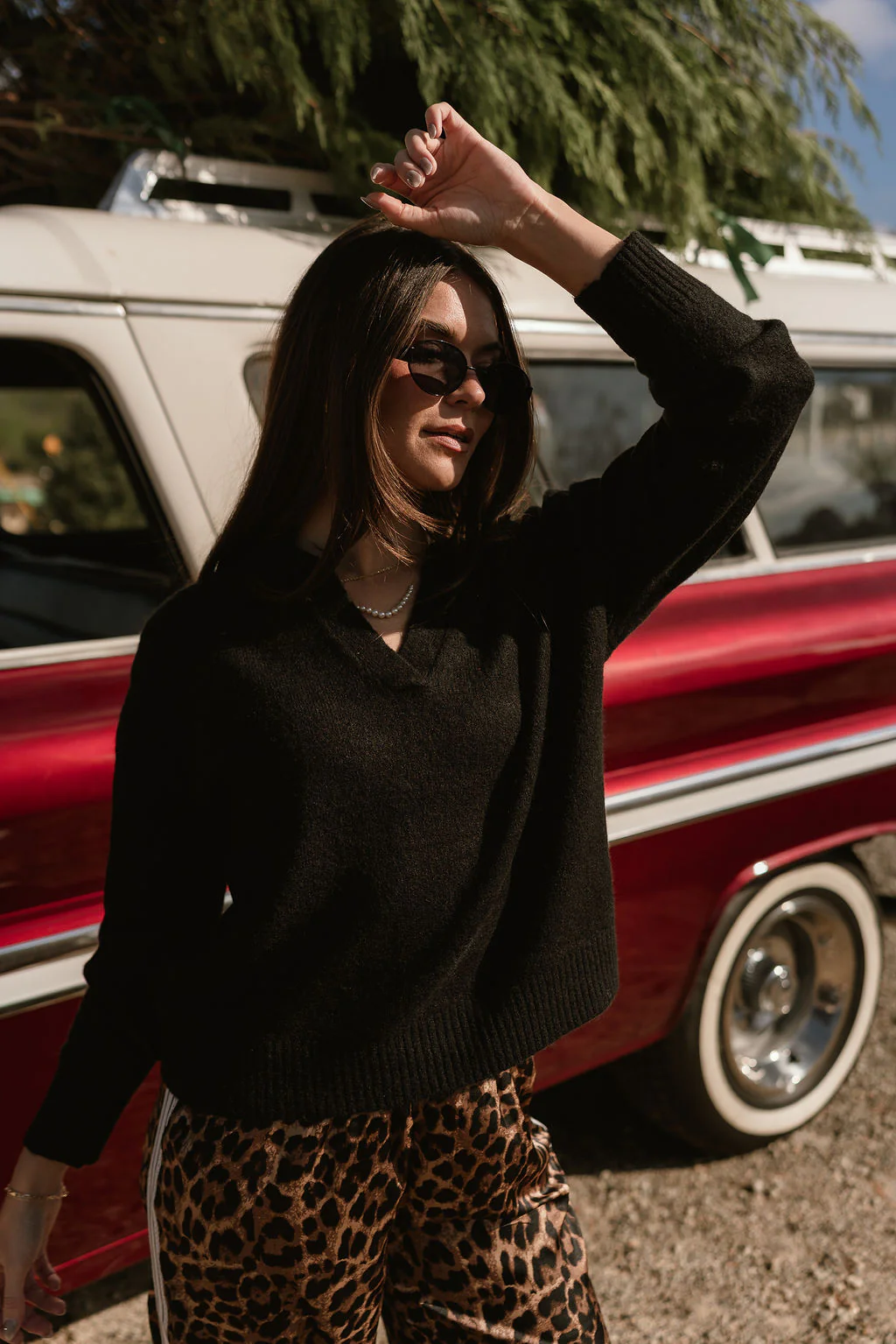 Loren Black Collared Sweater - Image 2