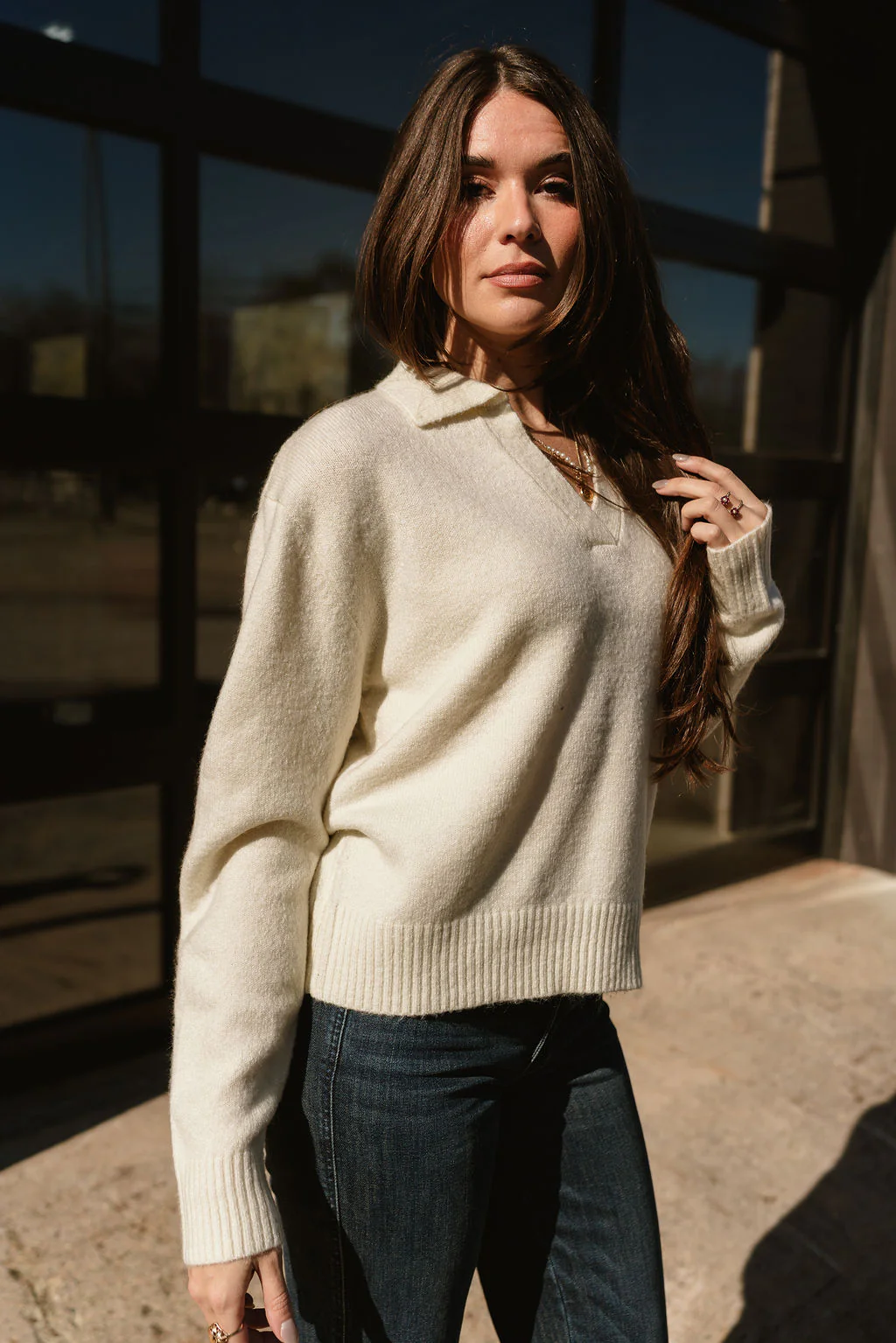 Loren Cream Collared Sweater - Image 7