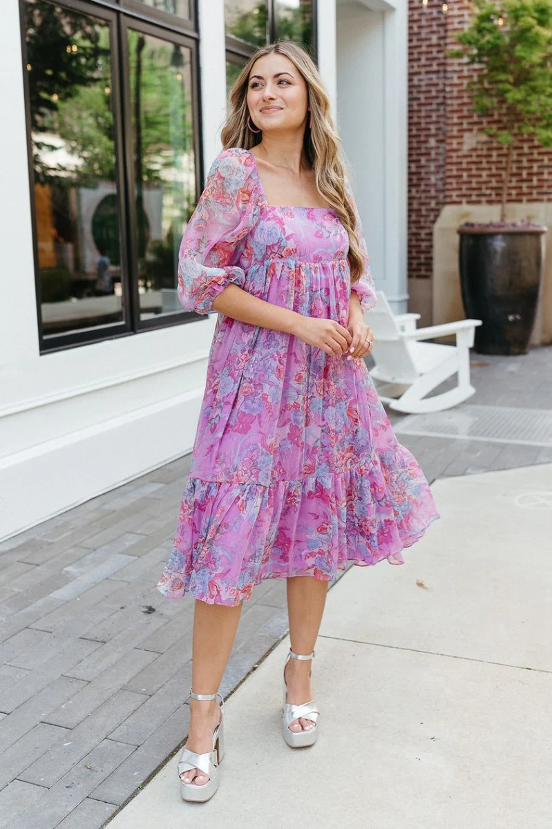 Love Struck Floral Midi Dress