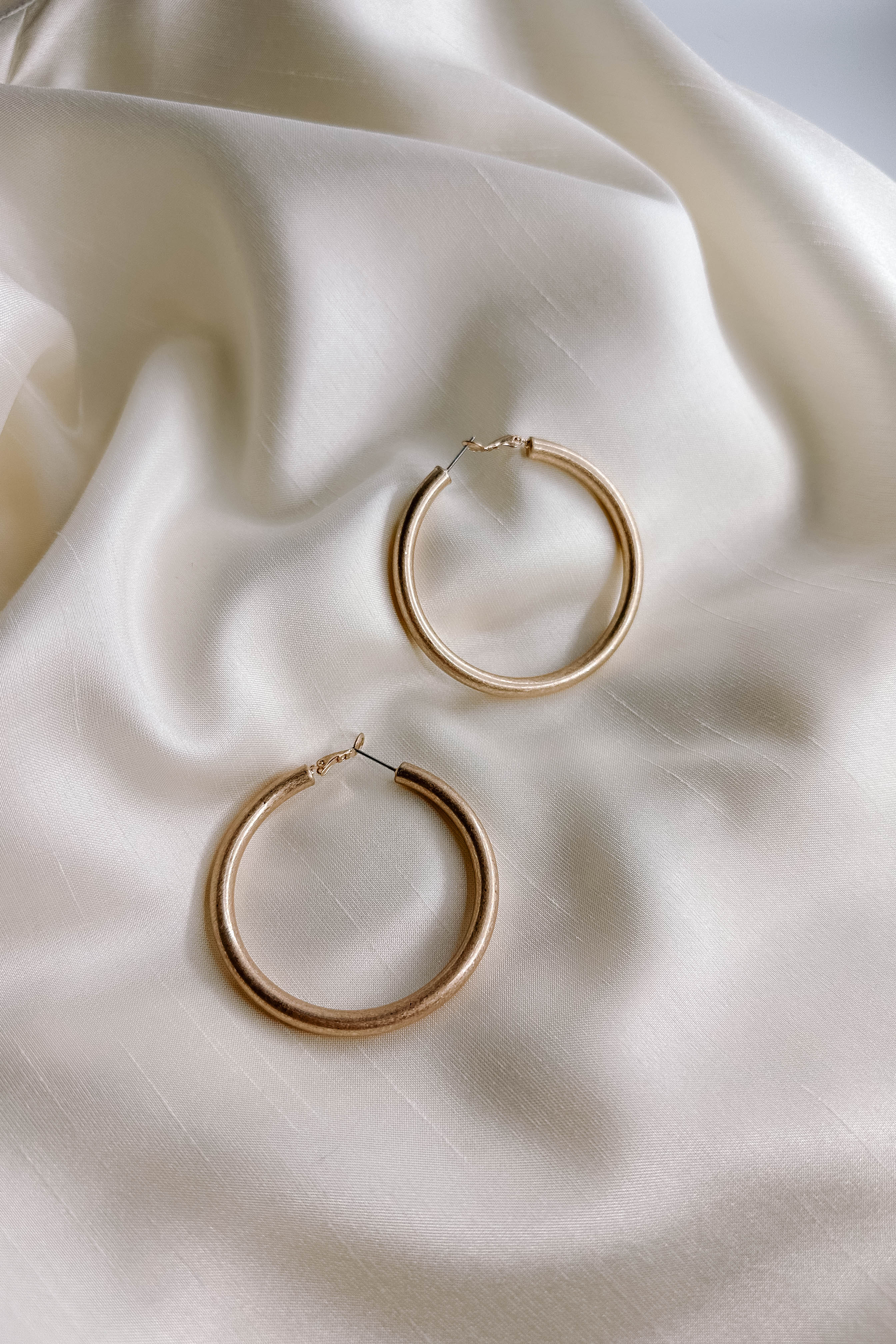 Lucy Gold Brushed Hoop Earrings