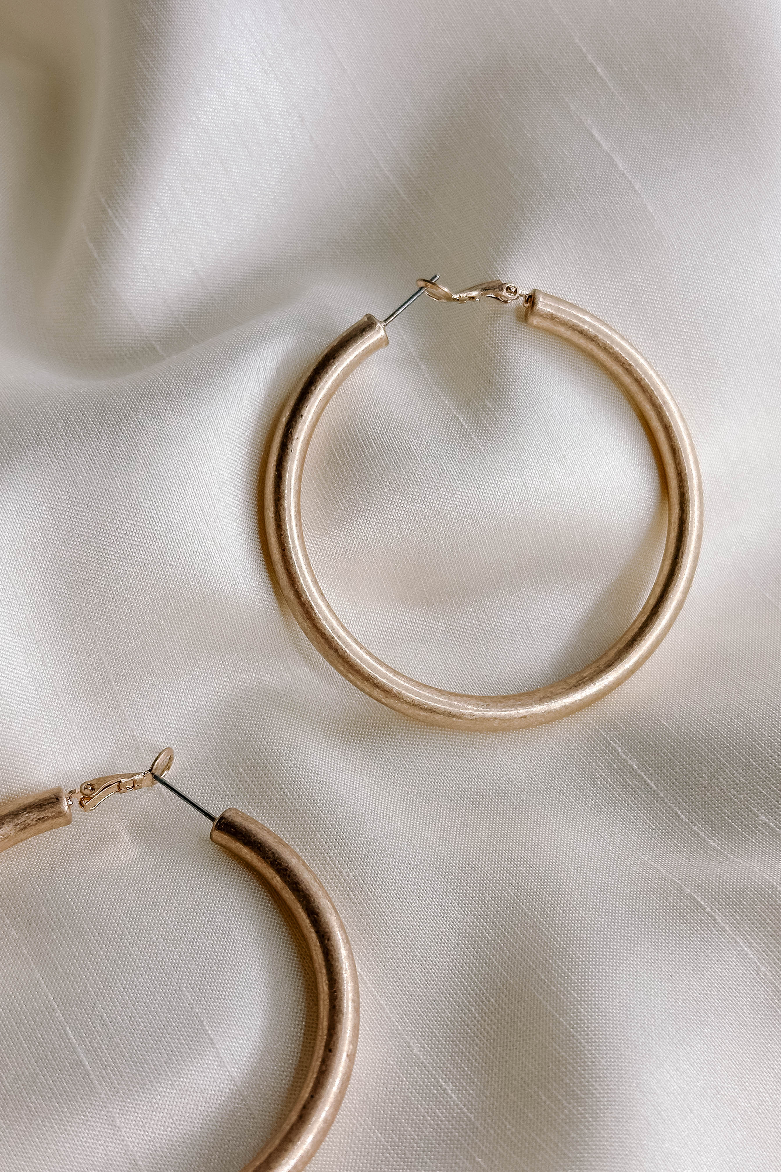 Lucy Gold Brushed Hoop Earrings - Image 2