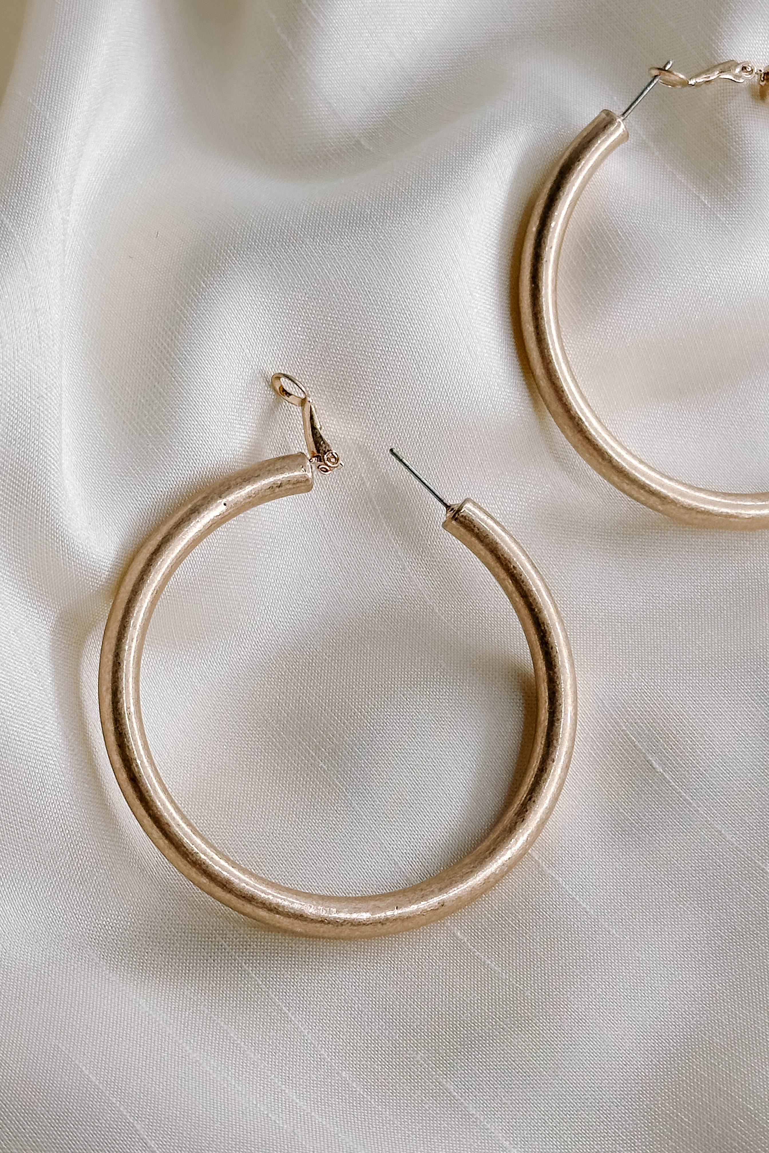 Lucy Gold Brushed Hoop Earrings - Image 4