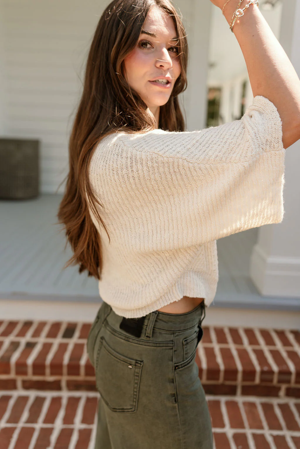 Luca Cream Short Sleeve Sweater - Image 7