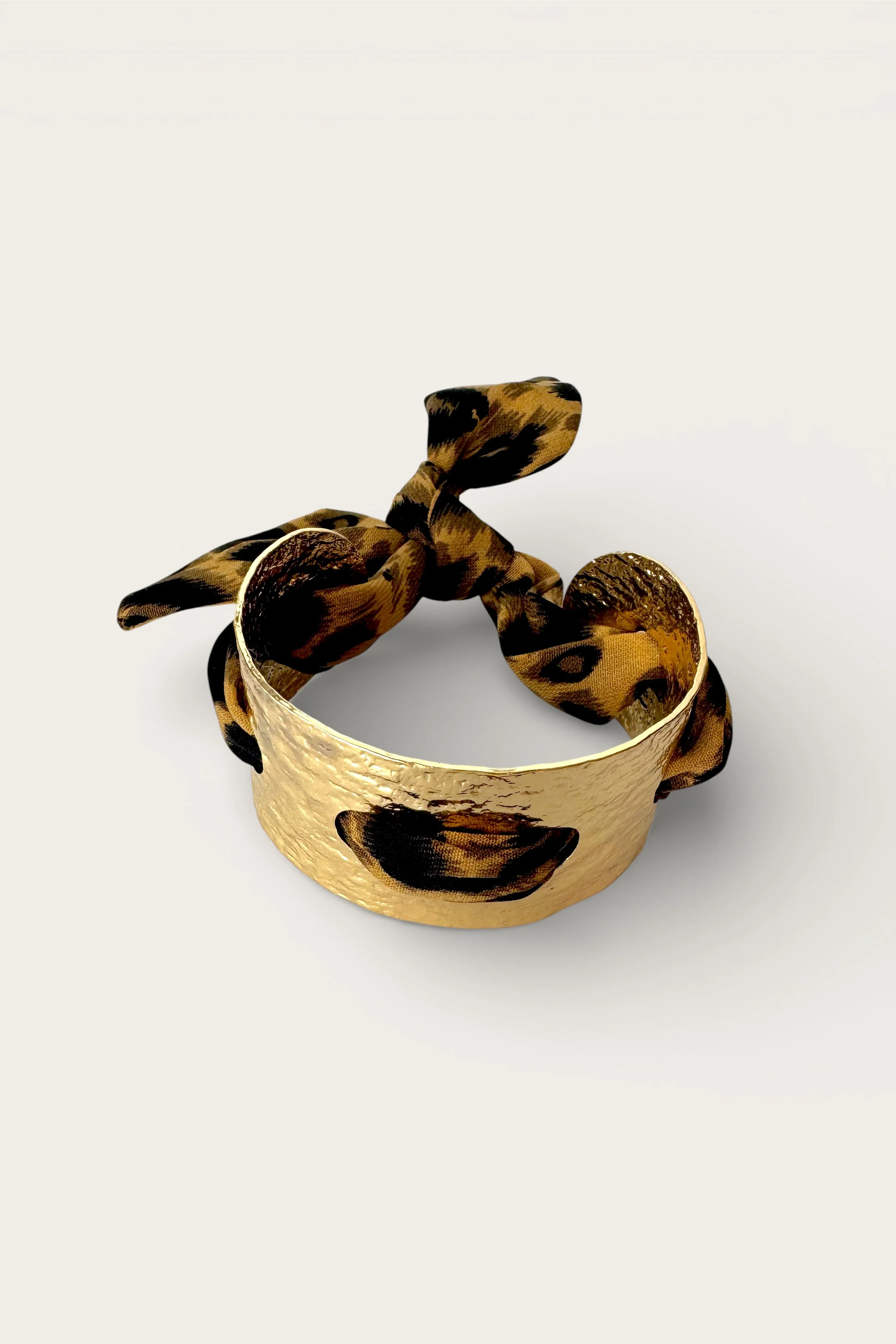 Lucia Cheetah Scarf & Gold Hammered Cuff Bracelet - Image 2