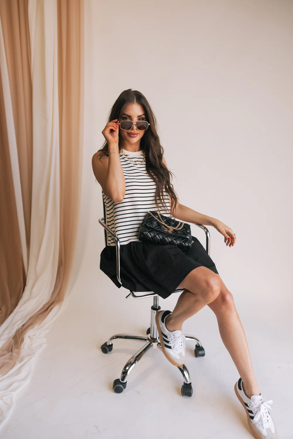 Lucienne Black & White Striped Mini Dress - Image 7