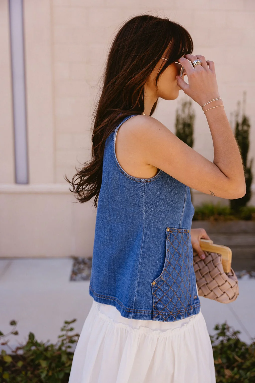 Lucy Button Front Denim Vest - Image 5