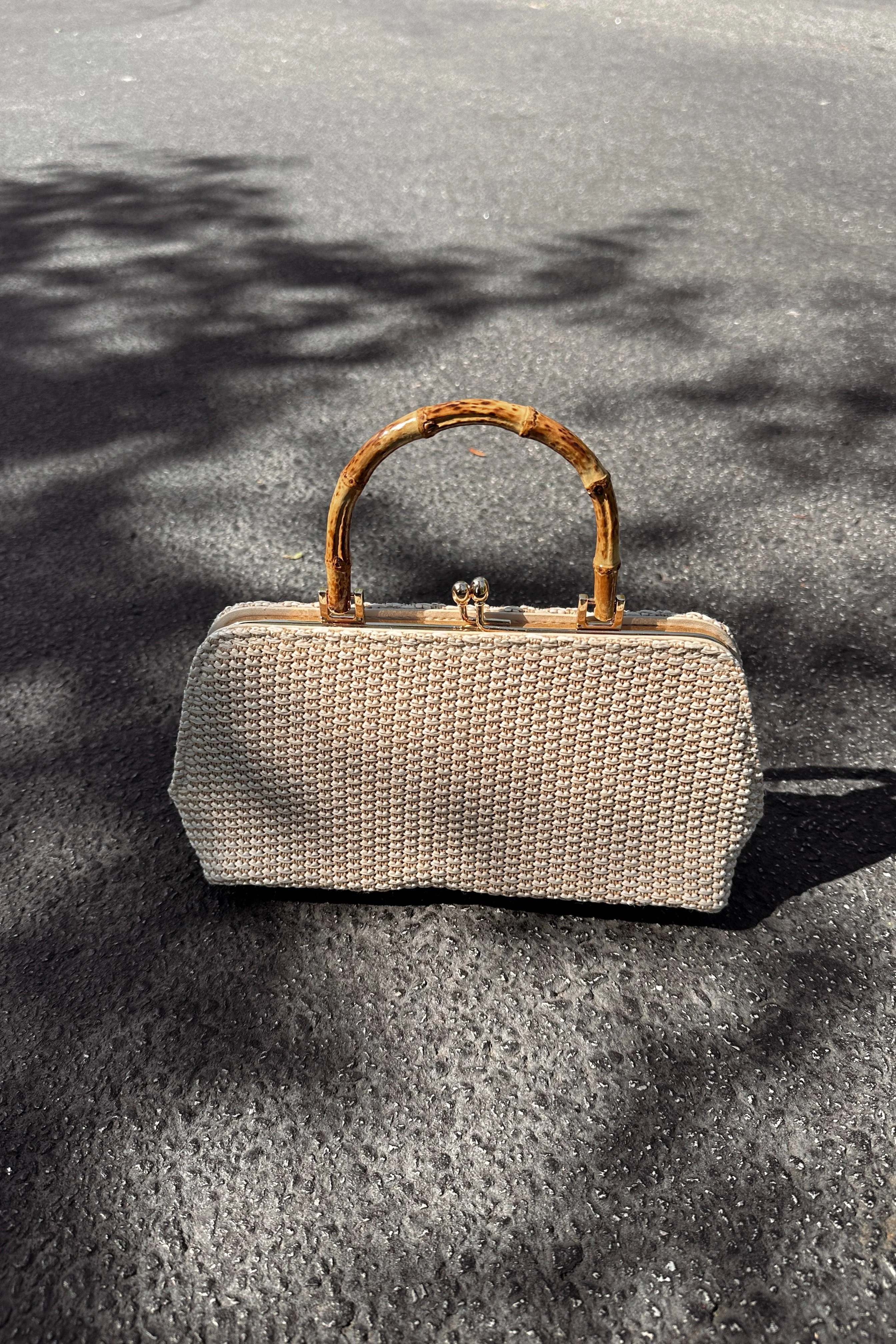 Lucy Ivory Straw & Bamboo Handle Purse - Image 2