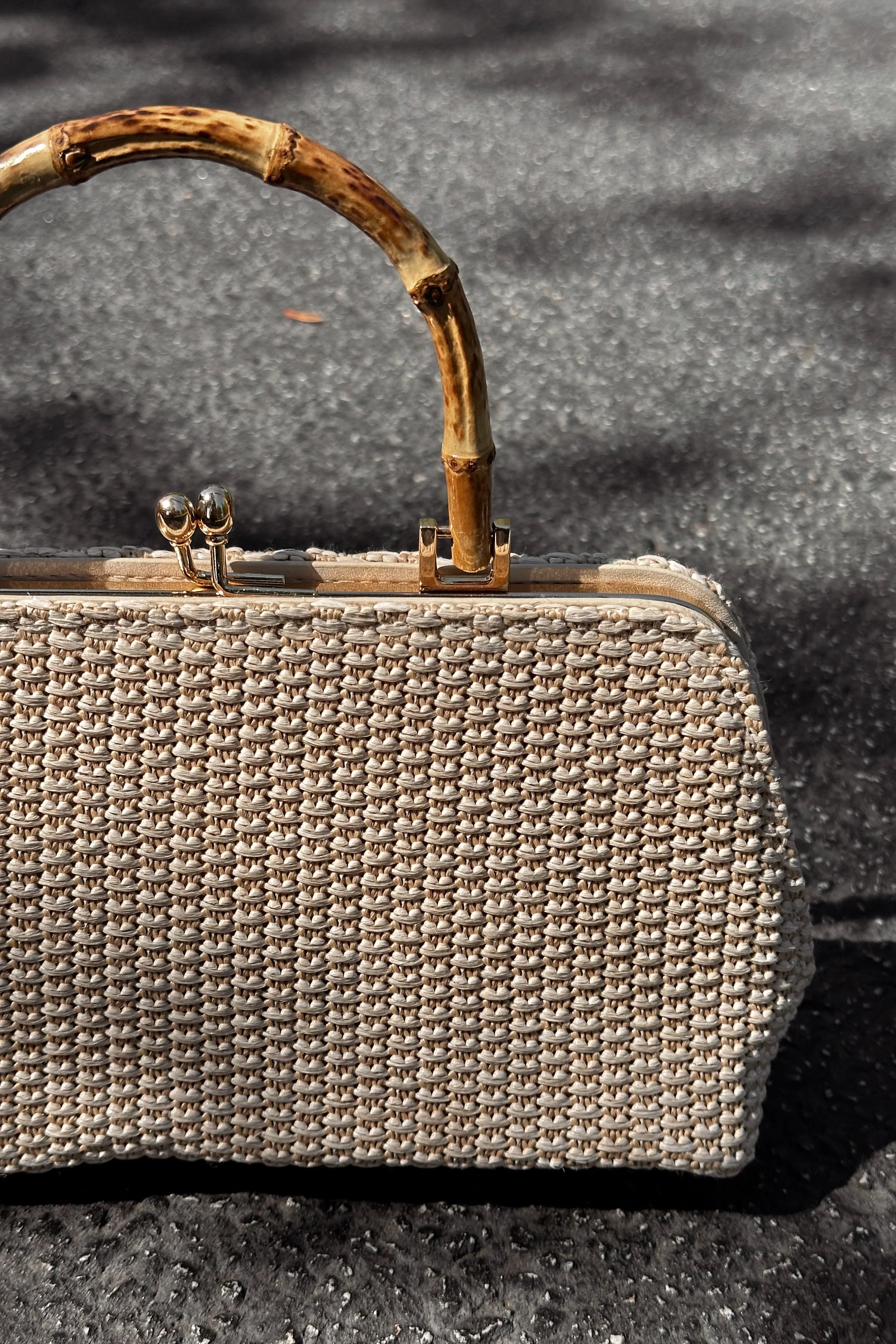 Lucy Ivory Straw & Bamboo Handle Purse - Image 3