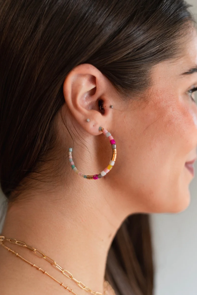 Luna Beach Beaded Hoop